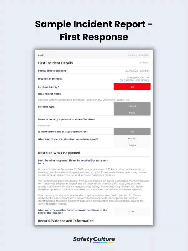 Sample Incident Report - First Response