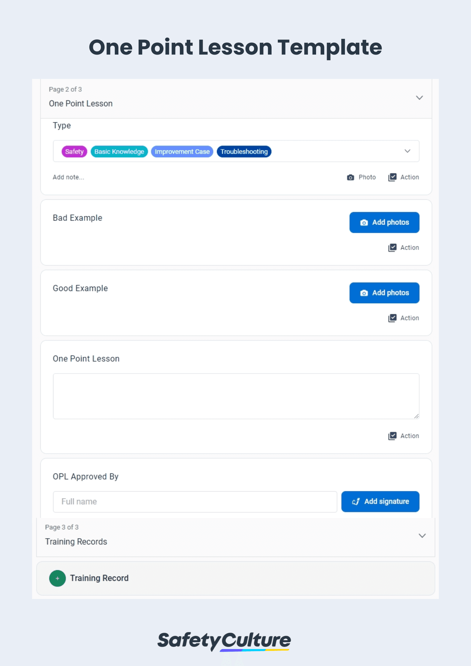 One Point Lesson Template