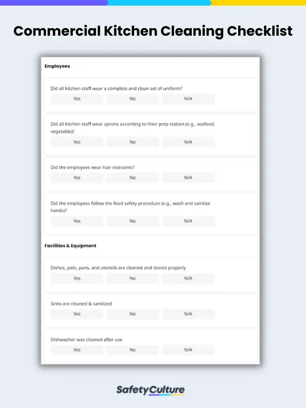 Commercial Kitchen Cleaning Checklist