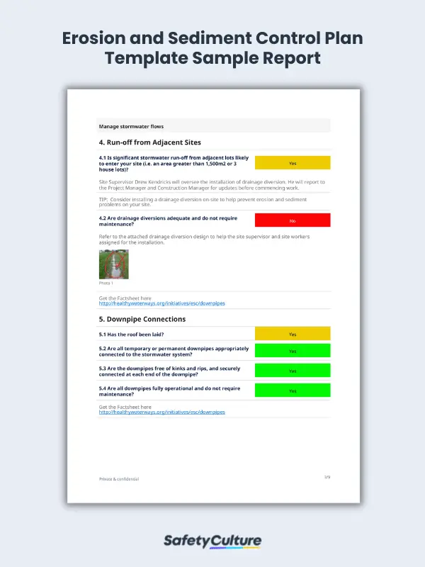 Erosion and Sediment Control Plan Template Sample Report