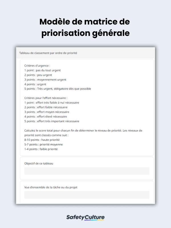 Prioritization Matrix Template