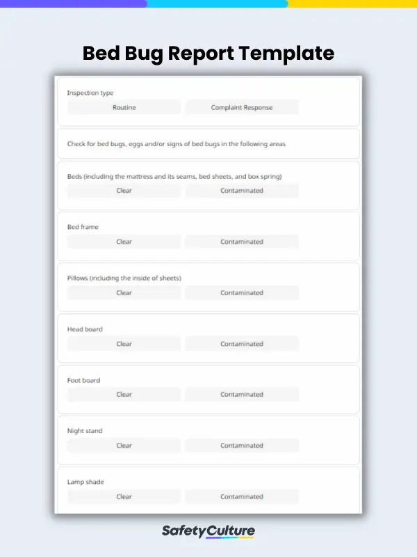 Bed bug report template