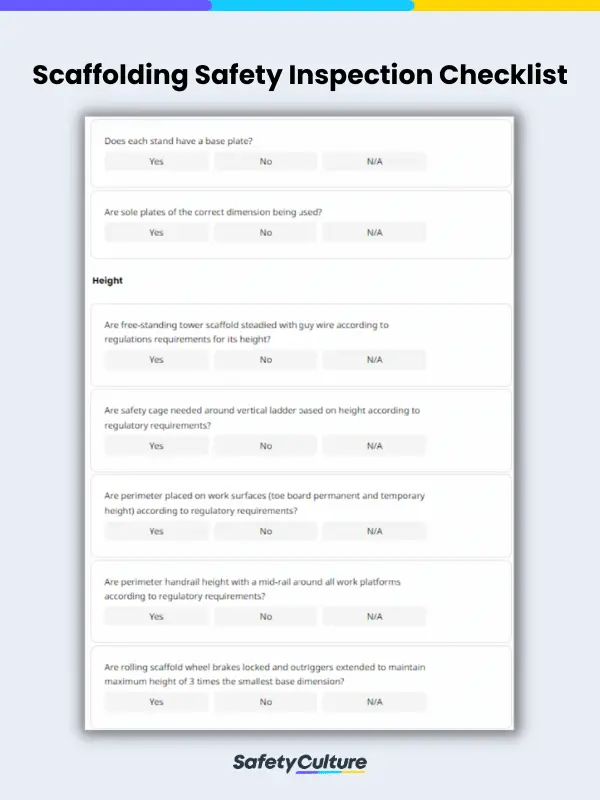 Scaffolding Safety Inspection Checklist
