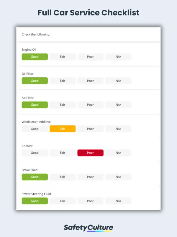 full car service checklist