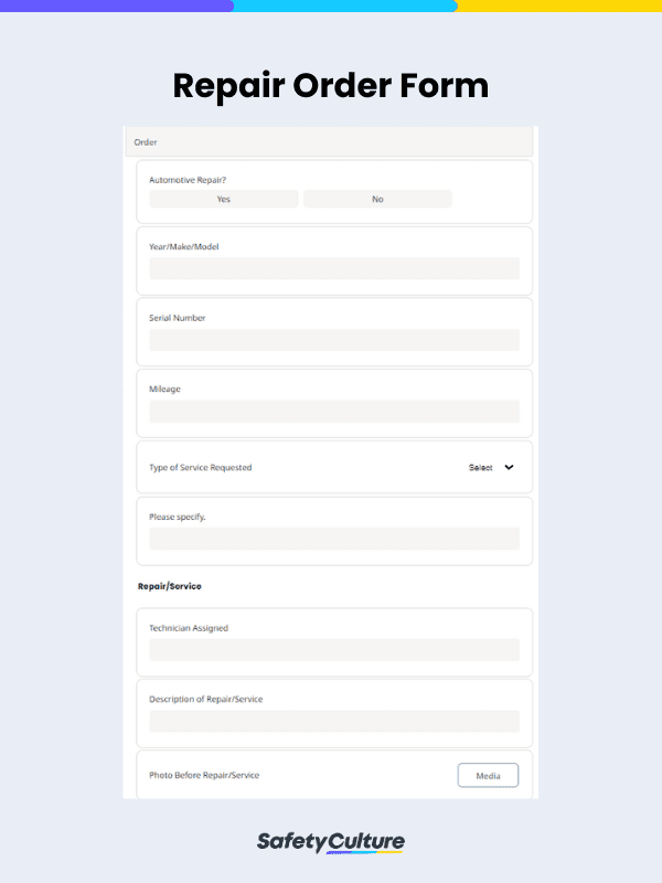 Repair Order Form