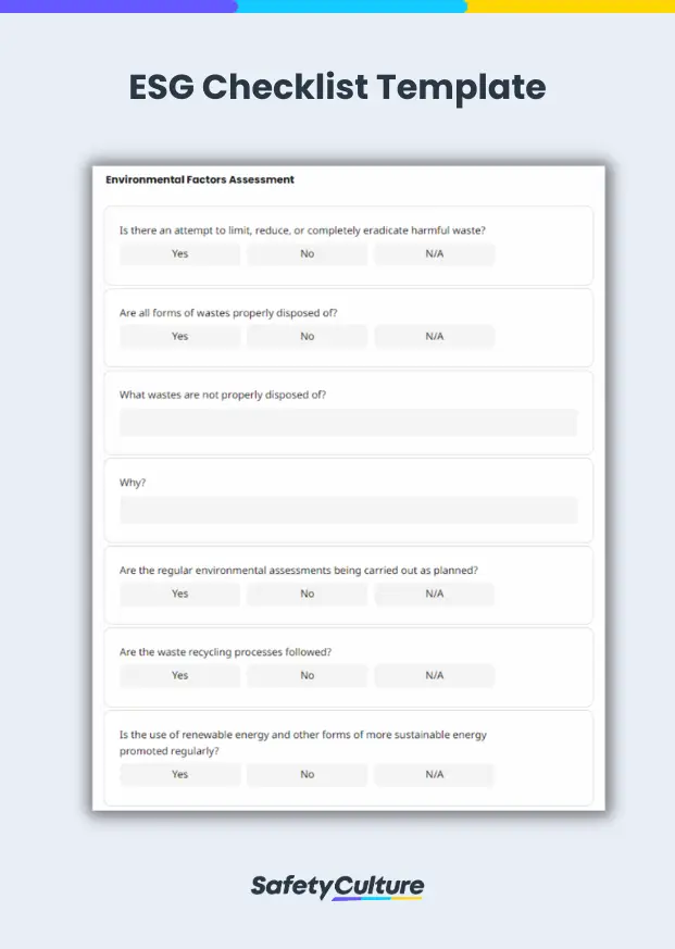 ESG Checklist Template