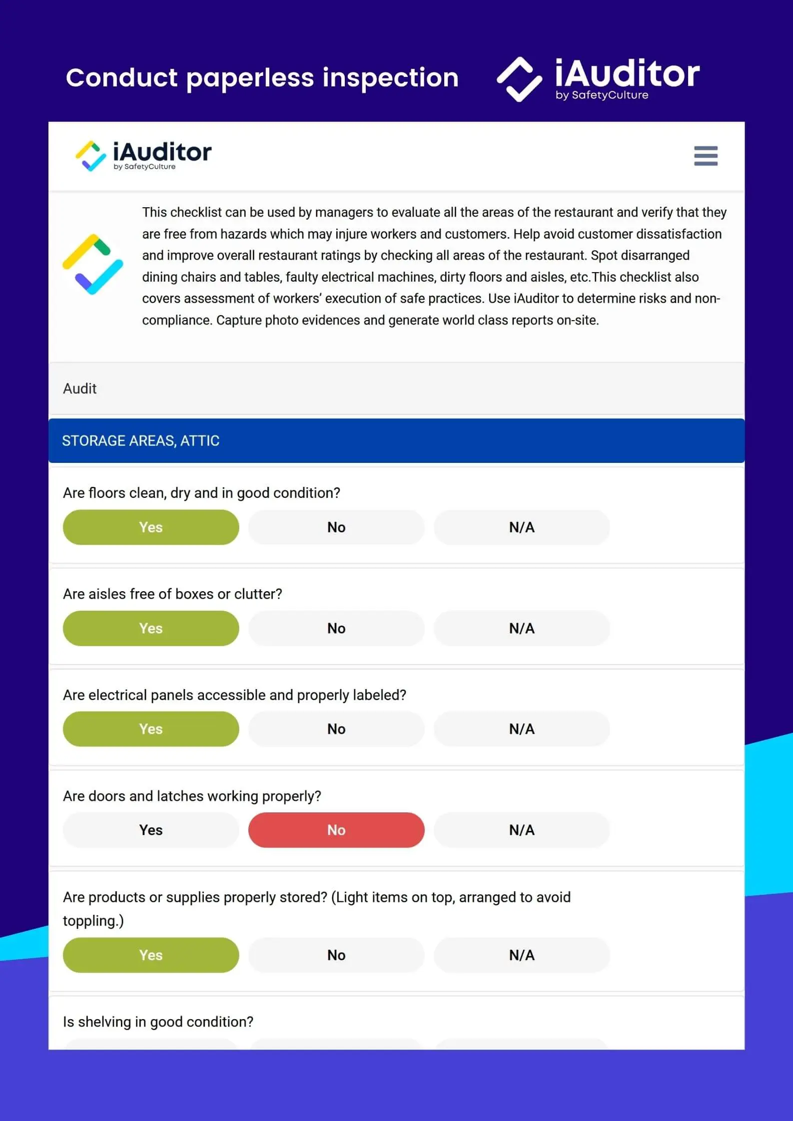 Restaurant audit checklist