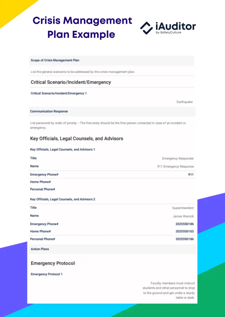 Crisis Management Plan Example