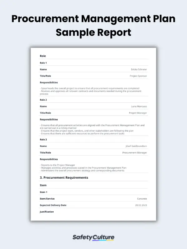 Procurement Management Plan Sample Report