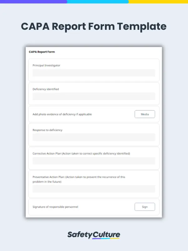 CAPA Report Form Template