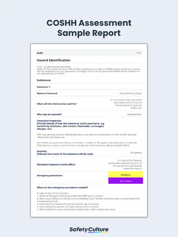 HSE COSHH Assessment Template