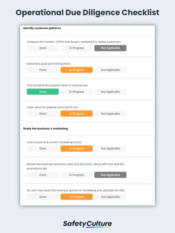 Operational Due Diligence Checklist