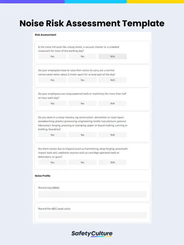 Noise Risk Assessment Template