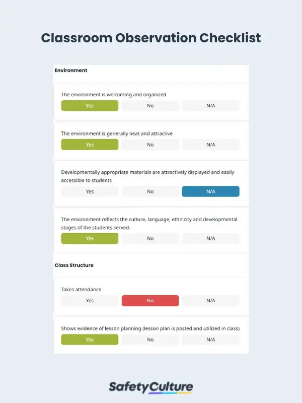 Classroom Observation Checklist