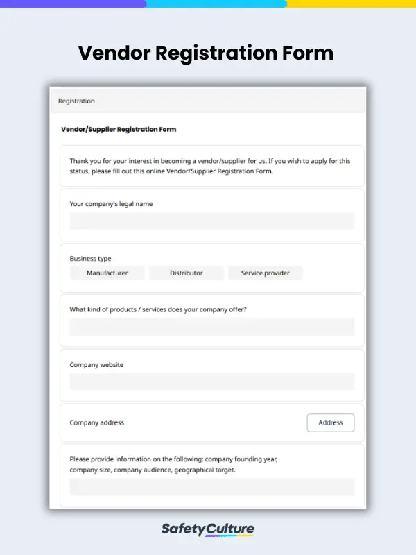 vendor registration form