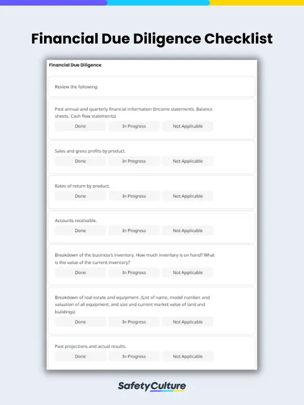 financial due diligence checklist