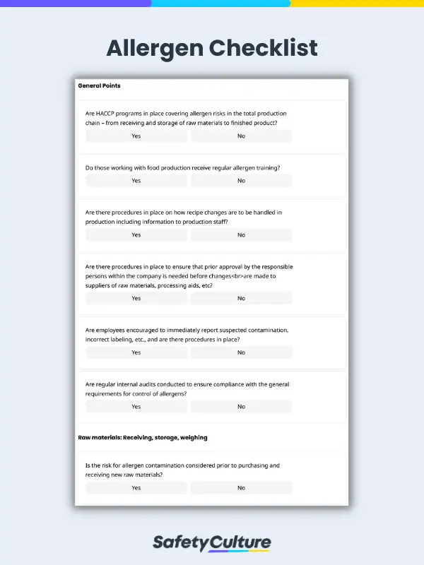 Allergen Checklist