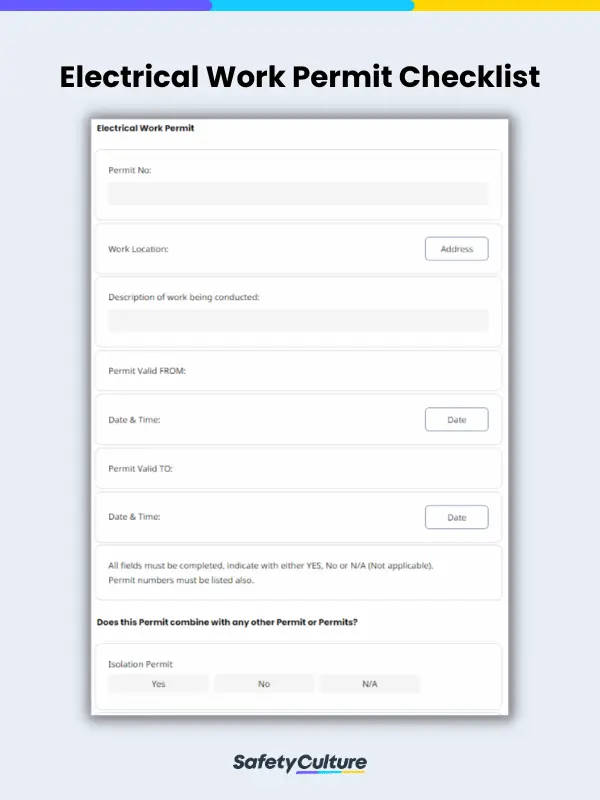 Electrical Work Permit Checklist