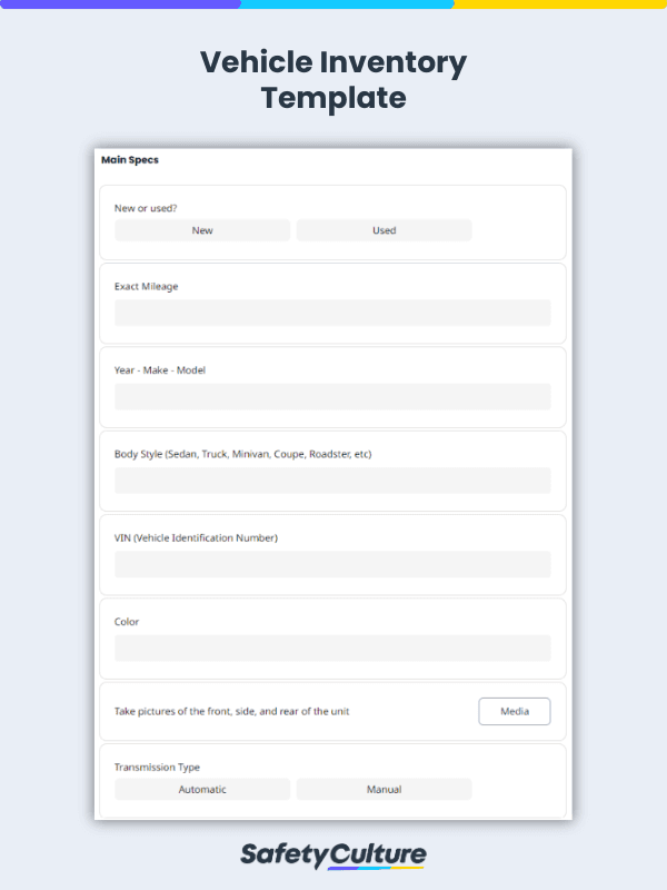 Vehicle Inventory Template