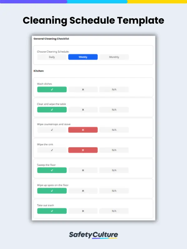 Cleaning schedule template