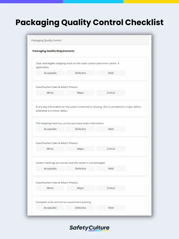 Packaging Quality Control Checklist