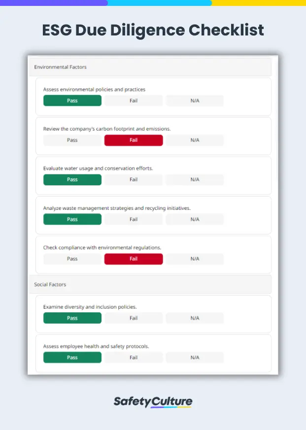 ESG Due Diligence Checklist