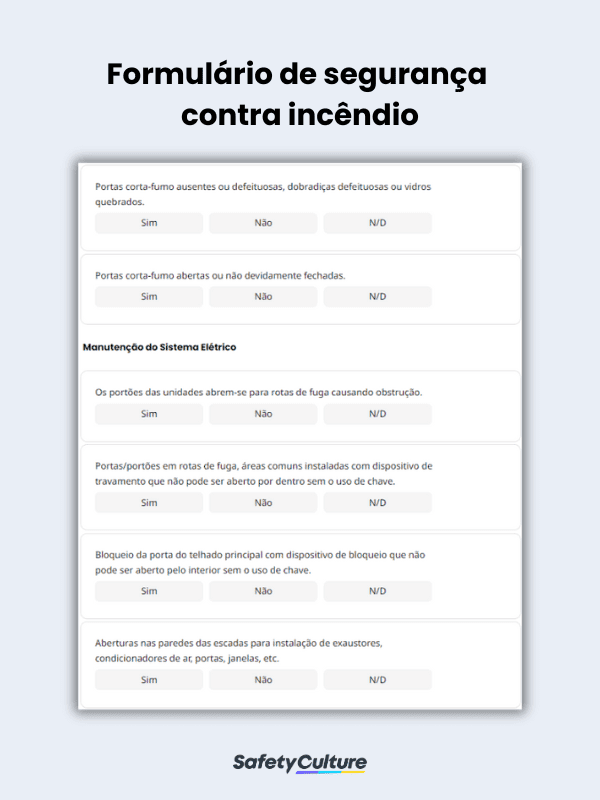 Formulário de segurança contra incêndio