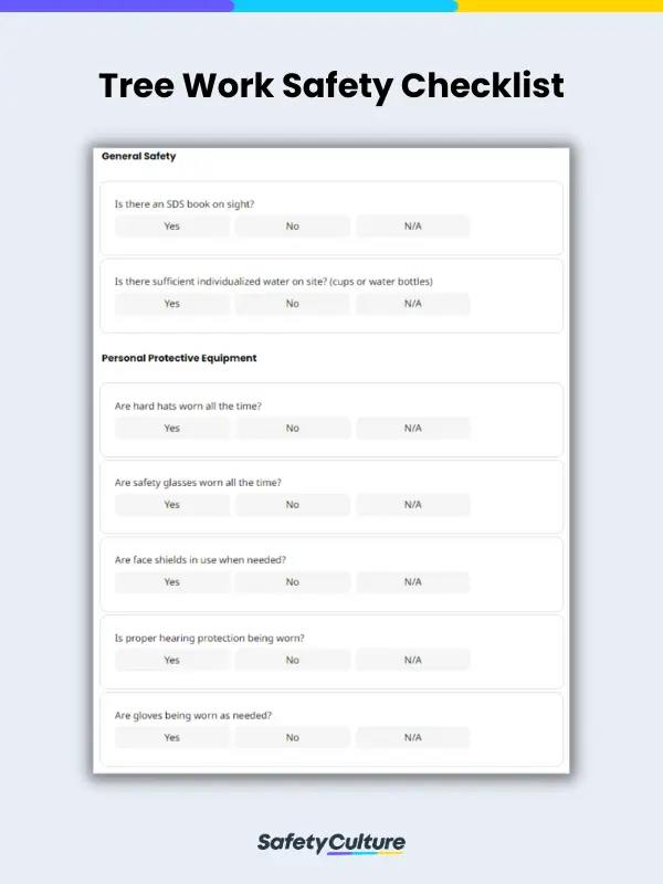 tree work safety checklist